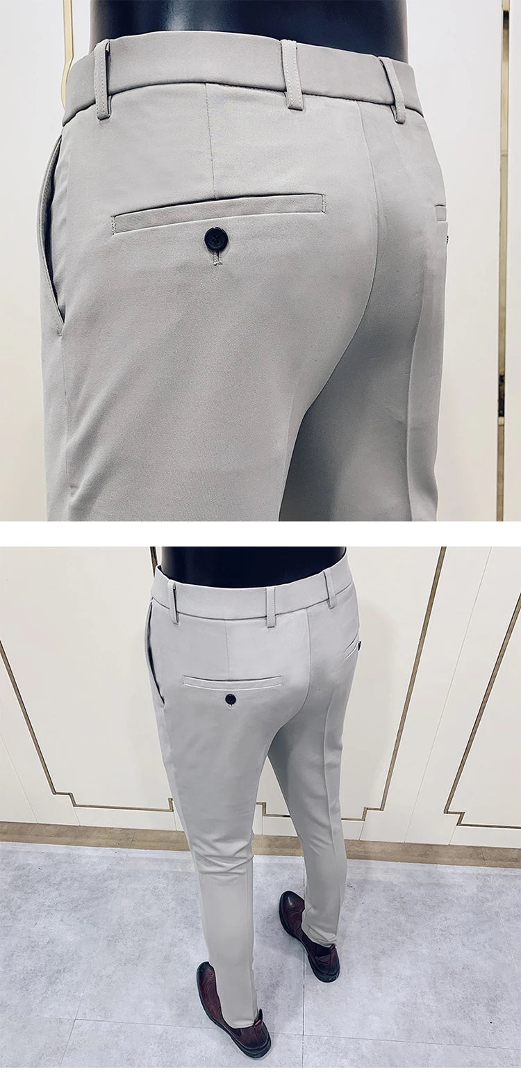 Men Stretch Slim Formal Casual Pants Fashion