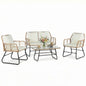 4 PCS Outdoor Wicker Patio Furniture Soft Cushion