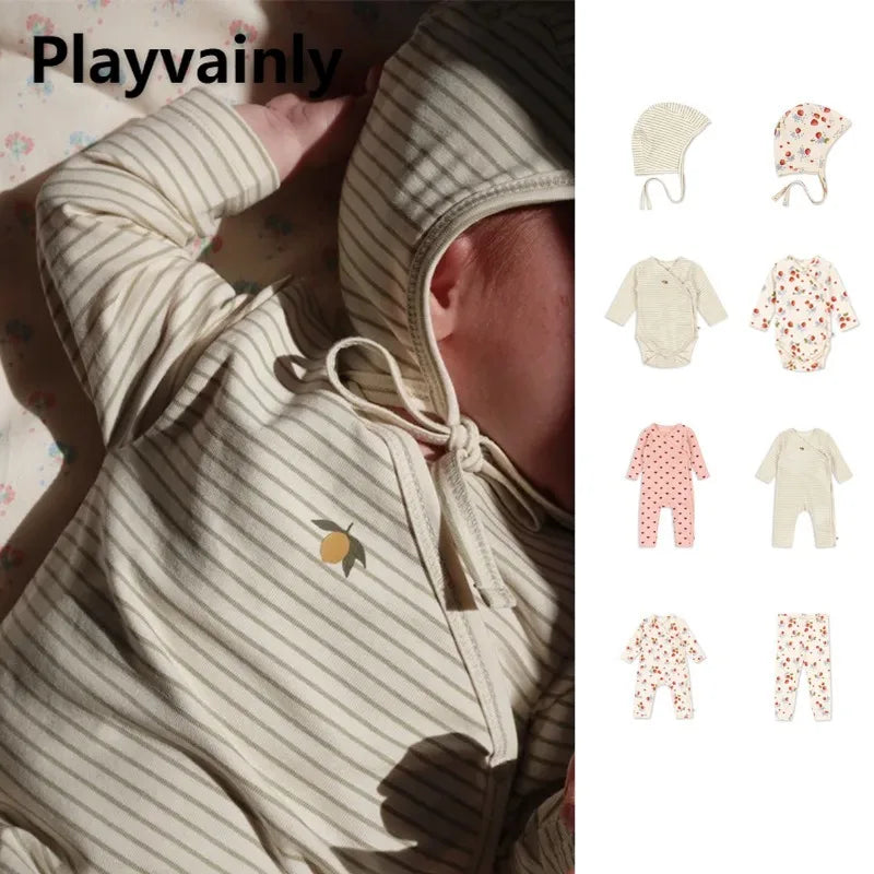 Cute Cartoon Stripe Print V-neck Long Sleeve