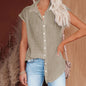 Womens Cotton Linen Casual Short Sleeve Tops
