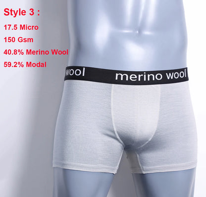 Mens Merino Wool Boxer Brief Breathable Fitness