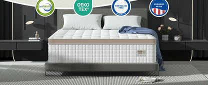 Full/King/Queen Size Mattress, Luxury Hybrid, Gel Memory Foam