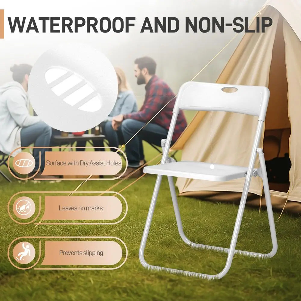 10 Pcs Folding Chair, Lightweight Foldable Plastic Reinforced Metal