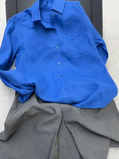 Casual Turndown Collar Single Breasted Tops