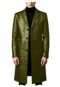 Men's Crocodile Leather Trench Coat Luxury Long