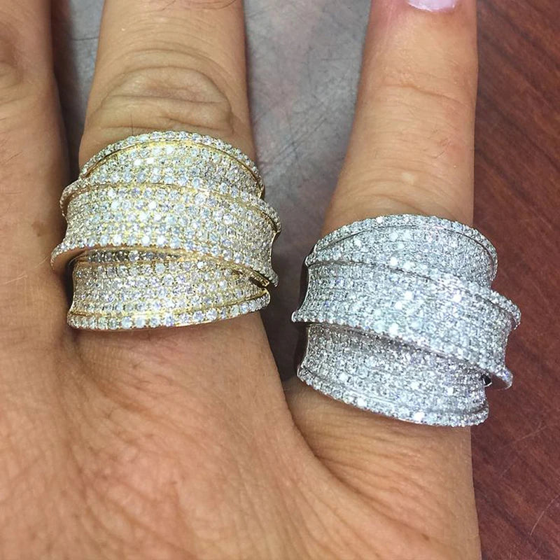 Full Bling Iced Out Wide Sparkling CZ