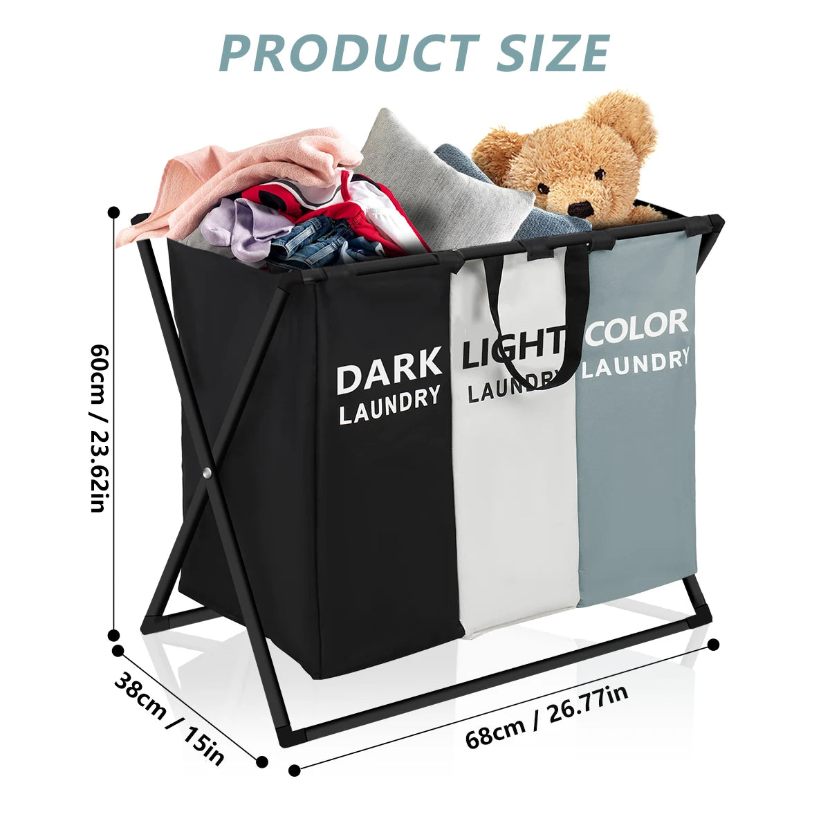 Divided Large Laundry Hamper Foldable Storage Bag