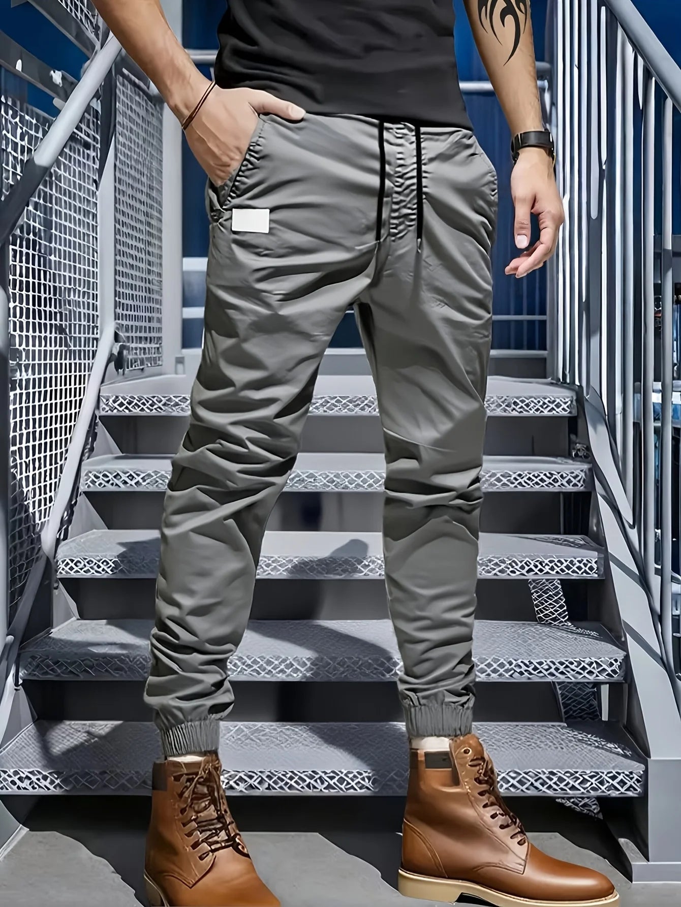6pcs Men's Loose Long Multi Pocket Workwear Pants