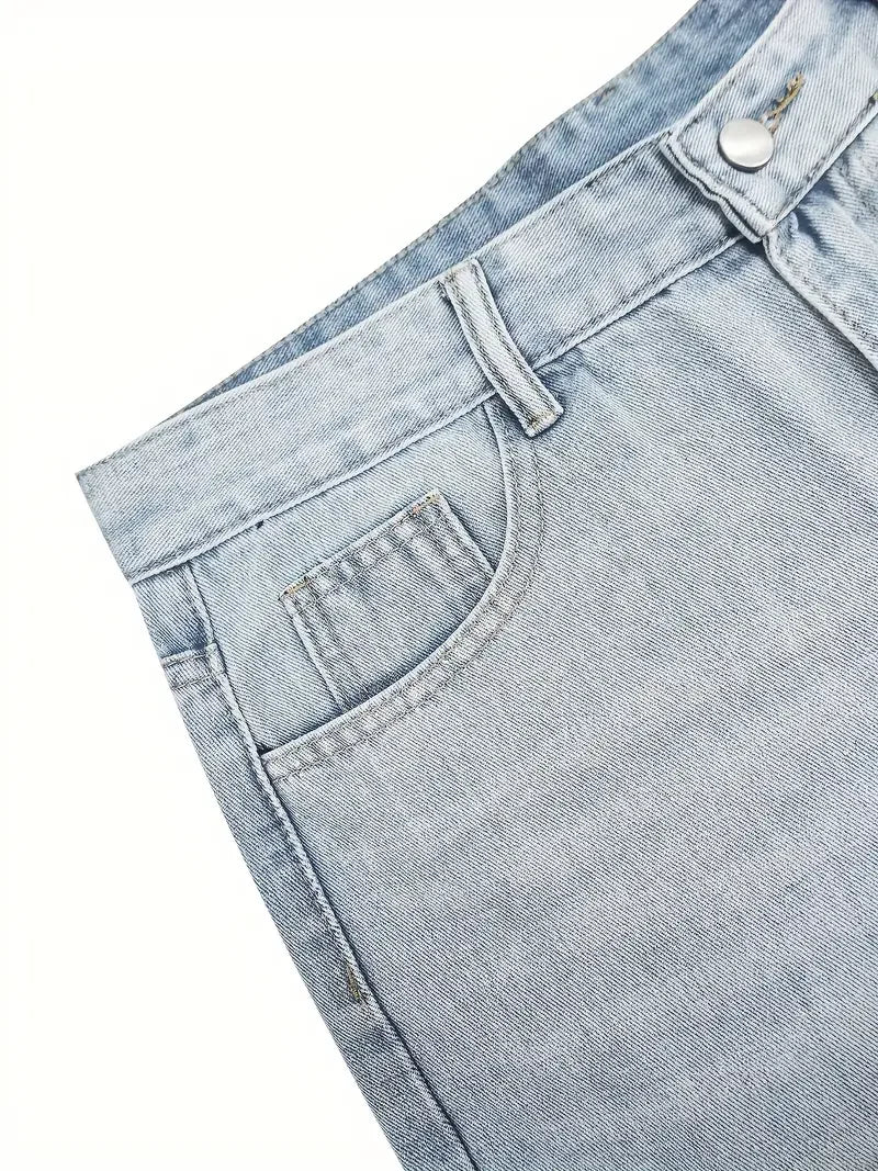 Men'S Vintage Washed Blue Loose Fit Jeans