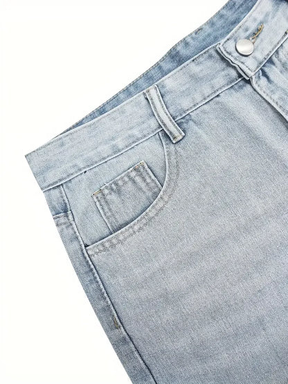 Men'S Vintage Washed Blue Loose Fit Jeans
