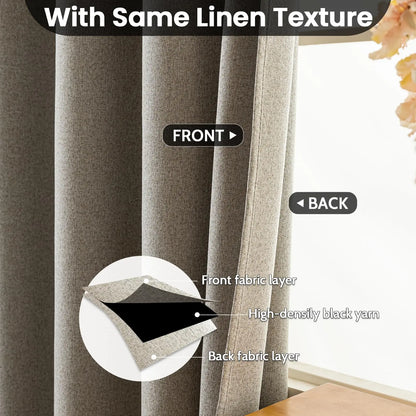Custom Made 100% Blackout Faux Linen Curtains