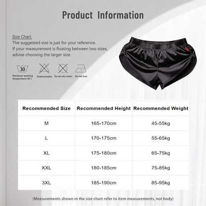 Men Side Split Satin Shorts Built-in Bulge