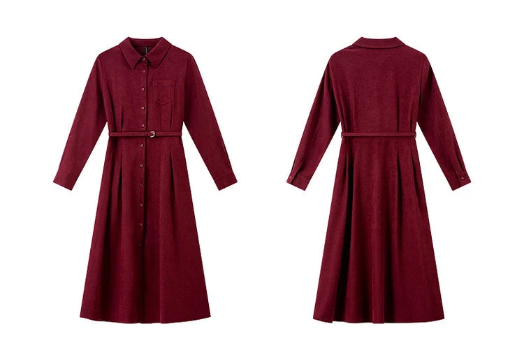 Woman Red Long Dress French Style Vintage