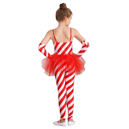 Girls Candy Cane Costume Christmas Dancewear Stripes