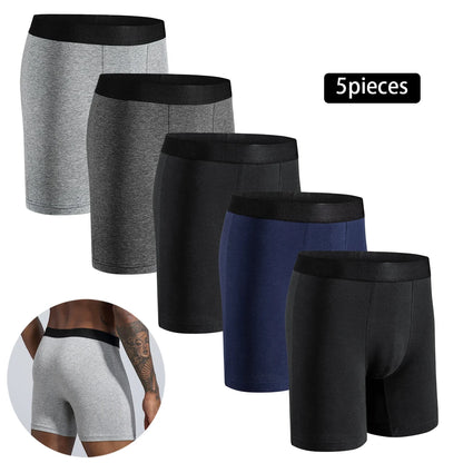 5pc Mid-Long Cotton Brand Boxer Shorts Men