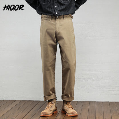 Casual Cotton Pants, Loose Straight Leg Workwear