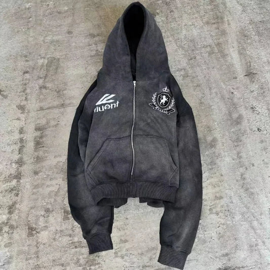 Embroidery Zipper Hoodie Street Fashion Goth Men/Women