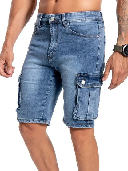 Mens Multi Pocket Micro Elastic Jeans Casual