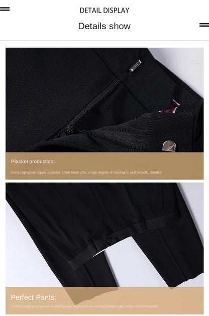 Double Pleated Waist Fleece Winter Suit Pants
