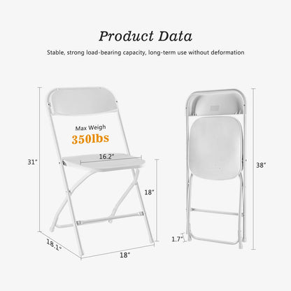 Plastic Folding Chairs, Lightweight Portable Indoor/Outdoor