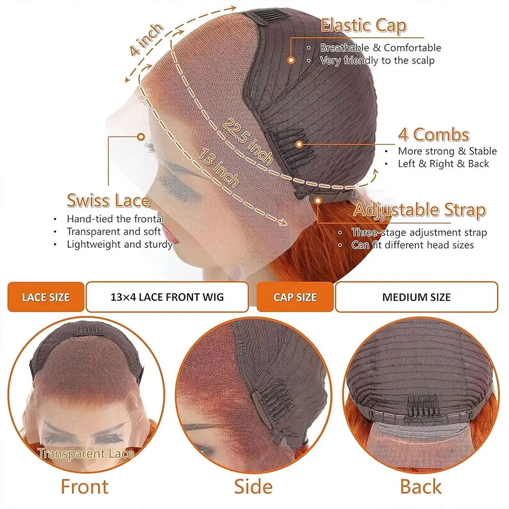 Body Wave Orange Ginger Lace Front Wigs