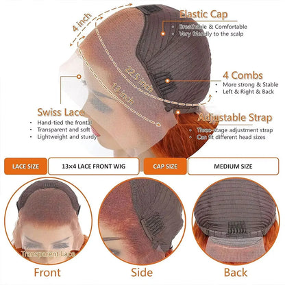 Body Wave Orange Ginger Lace Front Wigs
