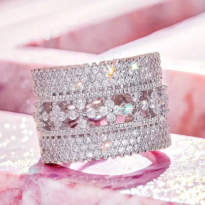 Full Paved Cubic Zirconia Fashion Design Womens Ring