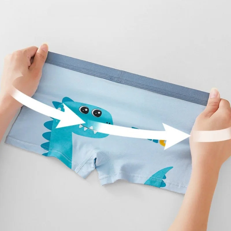 4PCS Boys Cotton Antibacterial Breathable Comfort Underwear Dinosaur