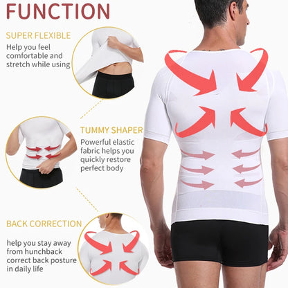 Mens Compression Shirt Slimming Body Shaper Undershirts