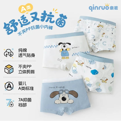 4pcs Teen Boys Boxer Briefs Square Underwear