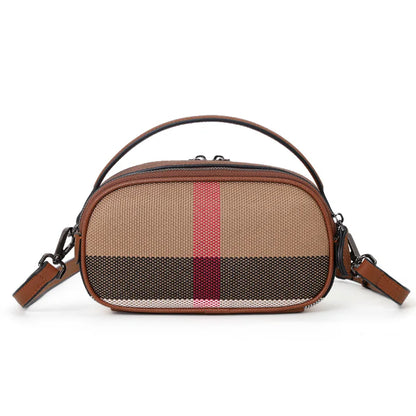 Canvas Cowhide Material, Aidrani's Brown Checkered Bag