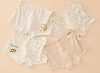 4PCS Boys Colored Cotton Breathable Comfort Underwear
