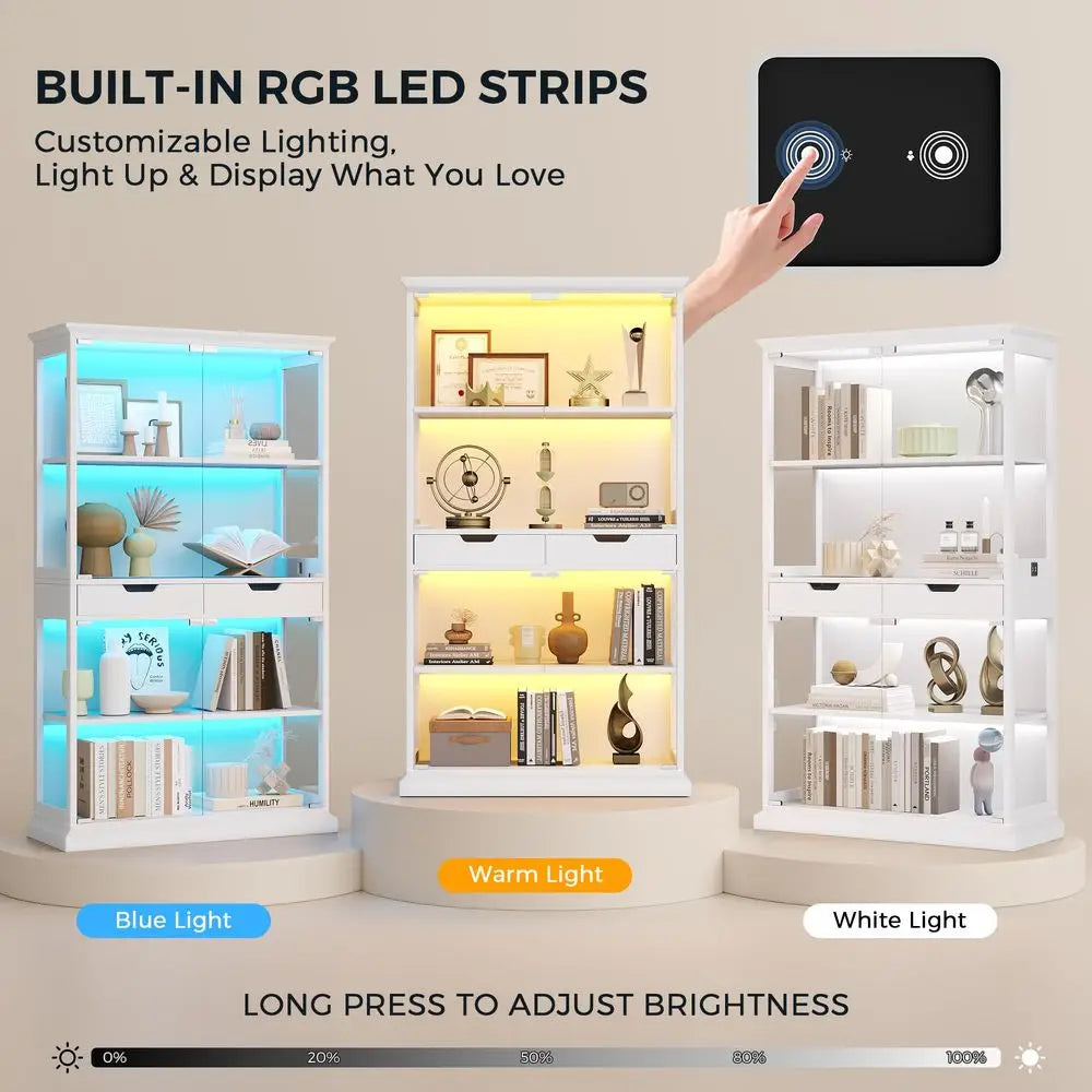 Curio Cabinet with RGB Lights for Collectibles