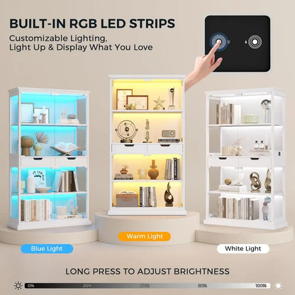 Curio Cabinet with RGB Lights for Collectibles