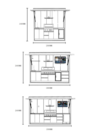 Black/grey Garden/patio Outdoor Bbq Kitchen Pod