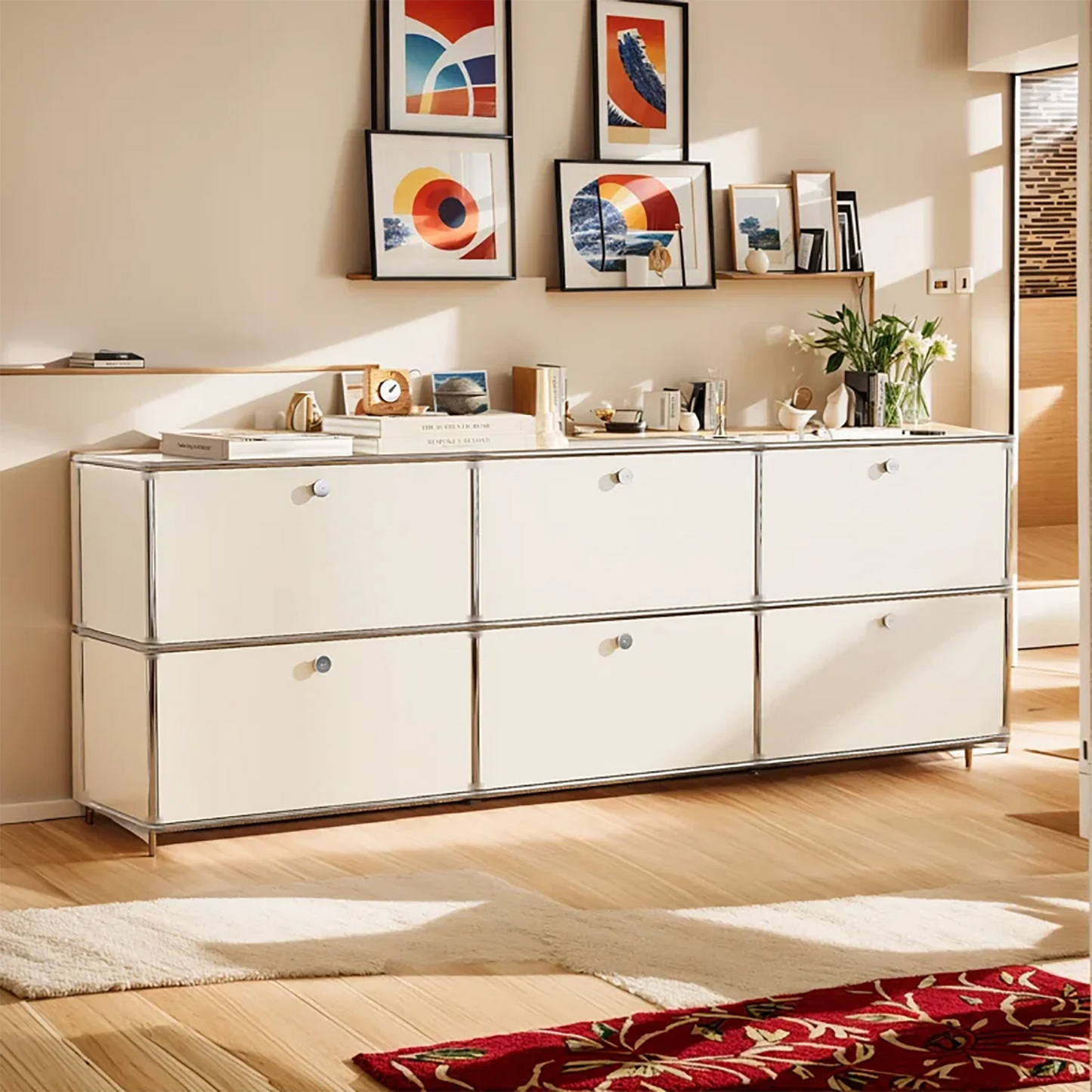 Sideboard Storage Shelf Furniture Stainless Steel