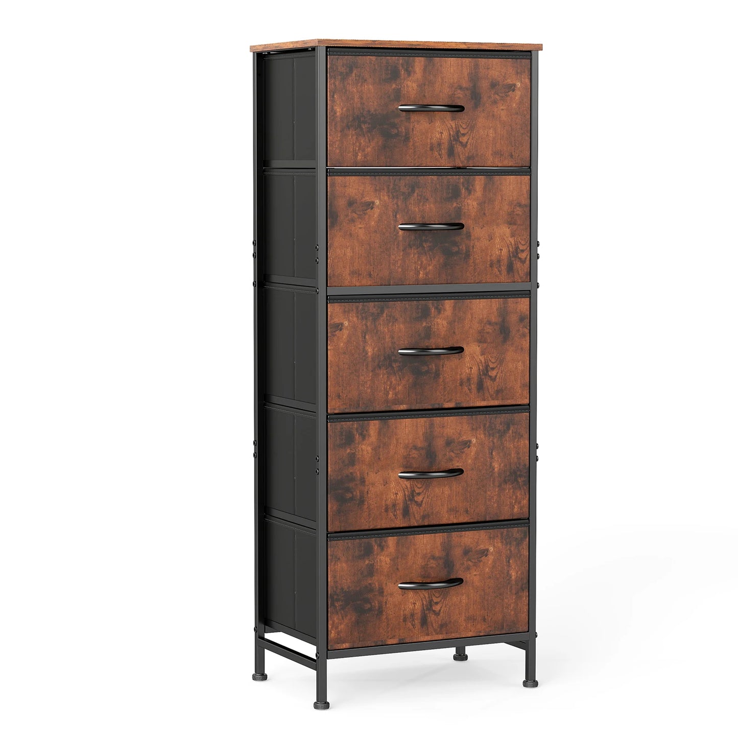 Dresser With 5 Fabric Drawers, Steel Frame