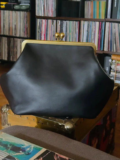 VINTAGE Artificial Leather Bag Large Clutch Handbag