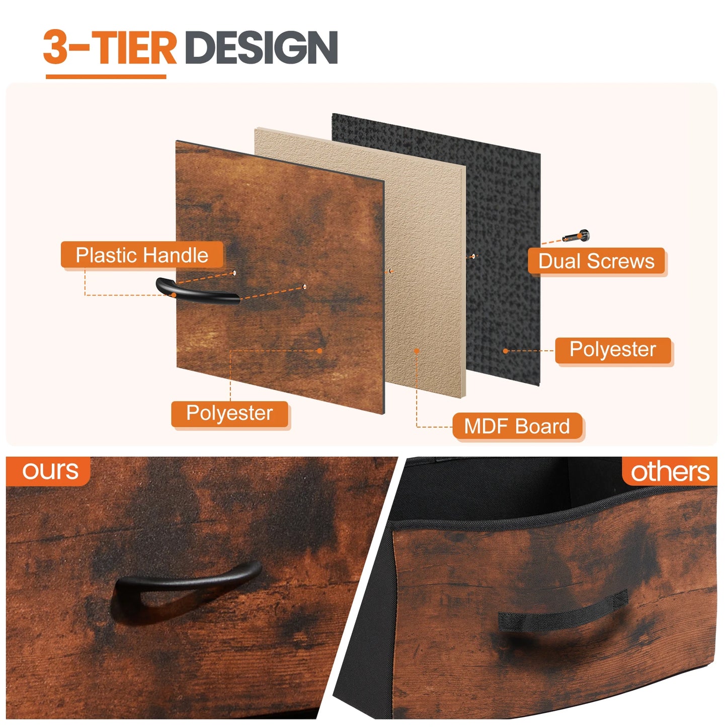 Table Storage Closet Chest Display 2 Fabric Drawers