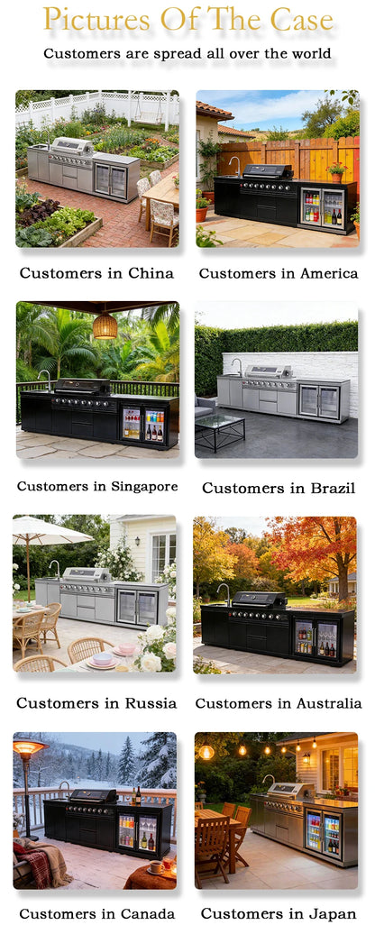 Stainless Steel Outdoor Grill Cooktop Sink Fridge