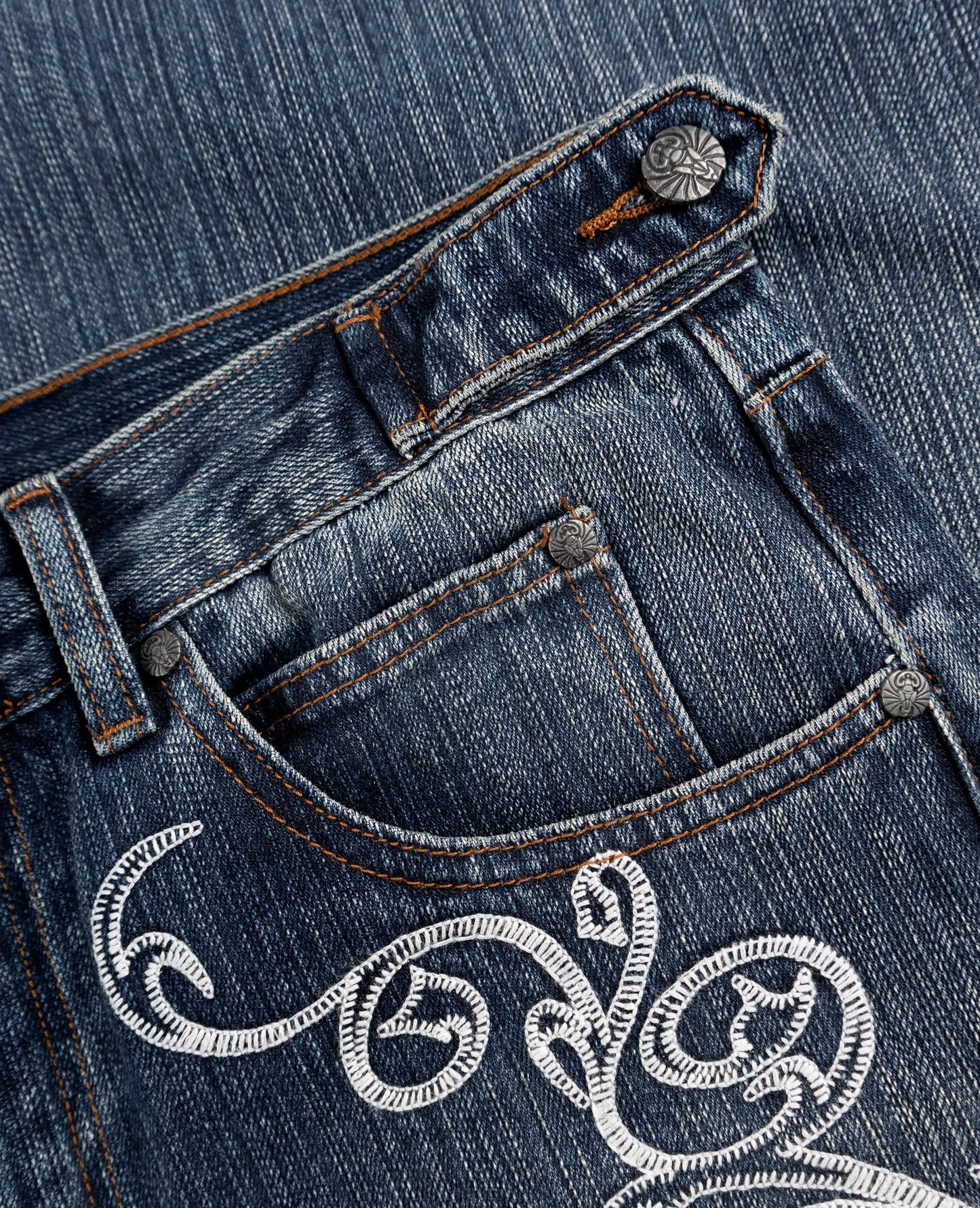 Men/Women Bootcut Jeans Vintage Washed Embroidery Pants