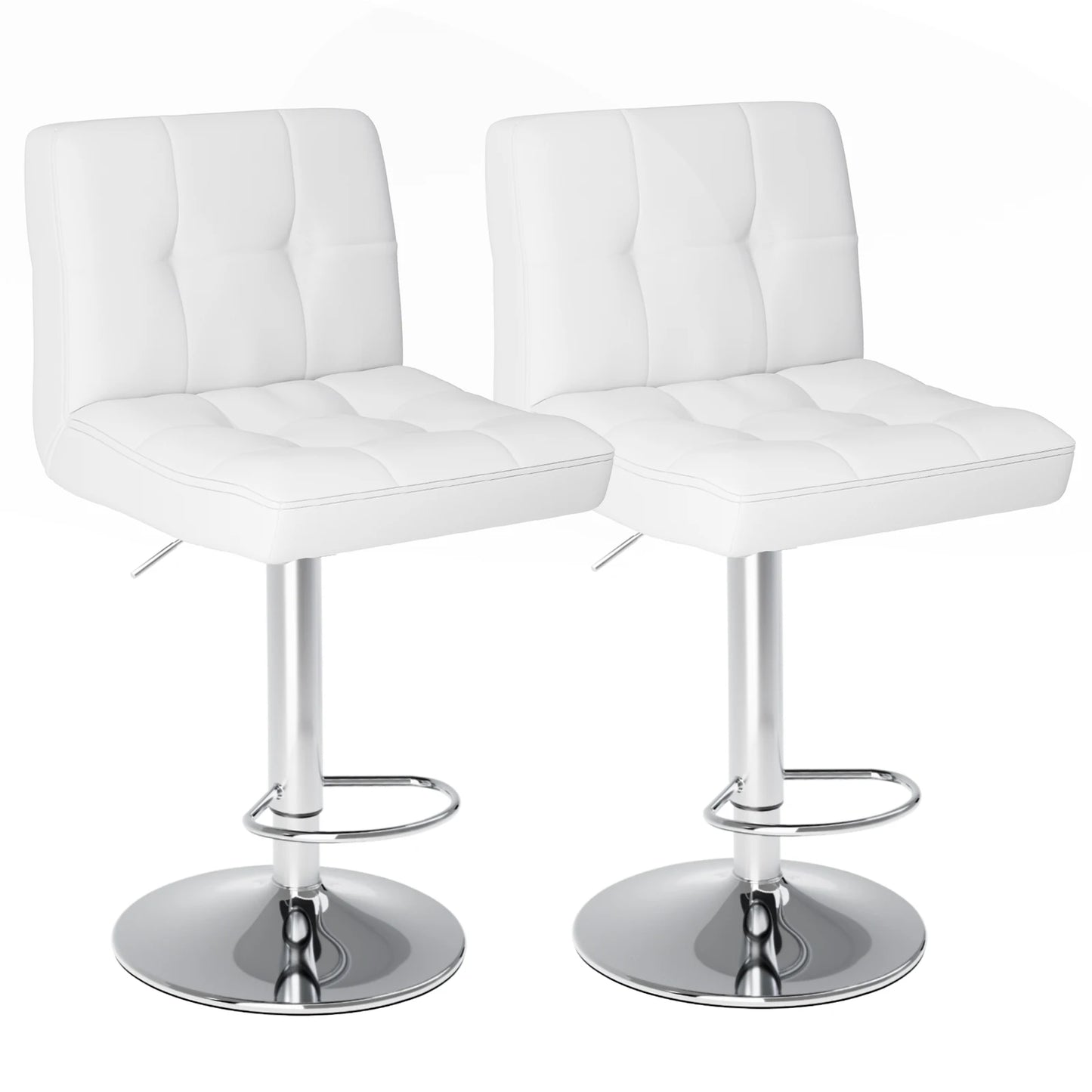 2 PU Leather Bar Stools Upholstered Counter Height