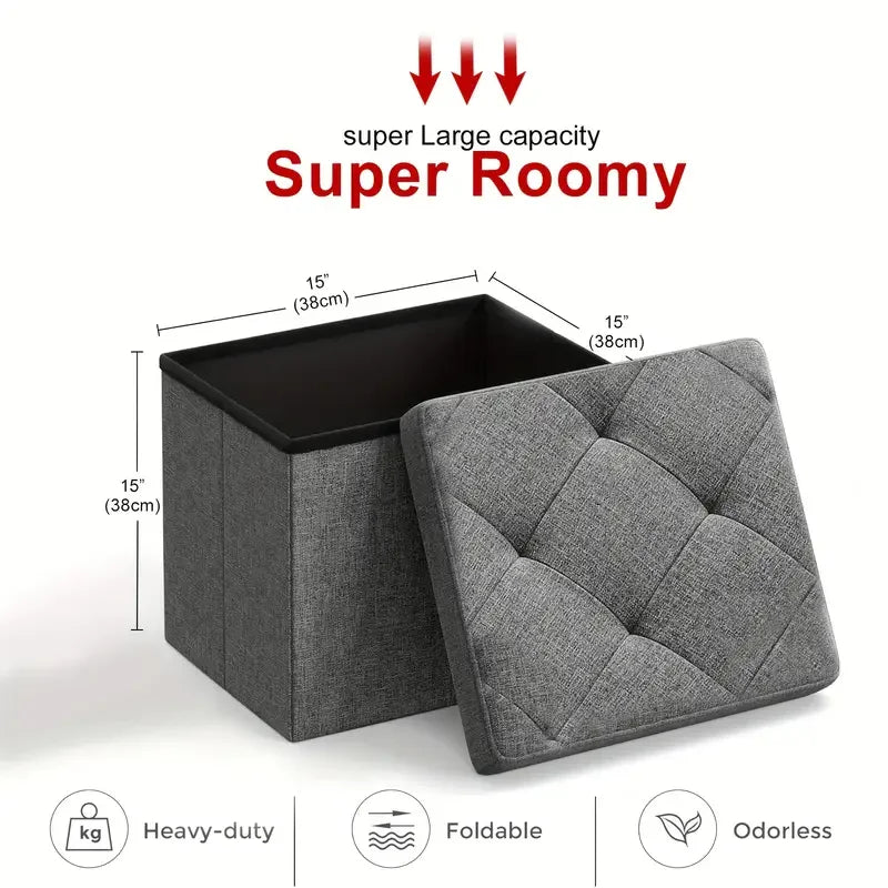 Heavy-Duty Multi-Purpose Folding Storage Ottoman