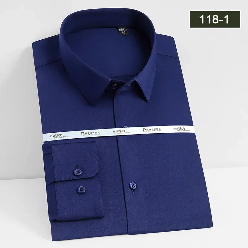 Men's White Long Sleeved Business Formal Wear Shirt