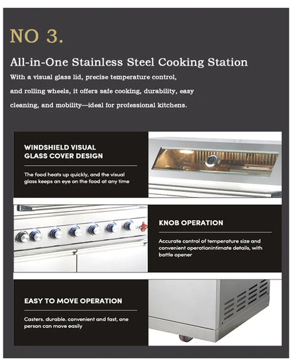 Cooktop Sink Fridge Rolling Movable Grill Wheels