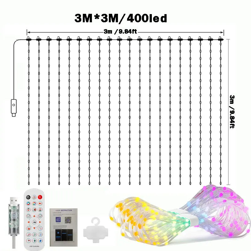 LED Smart Curtain Fairy Lights Music Strip