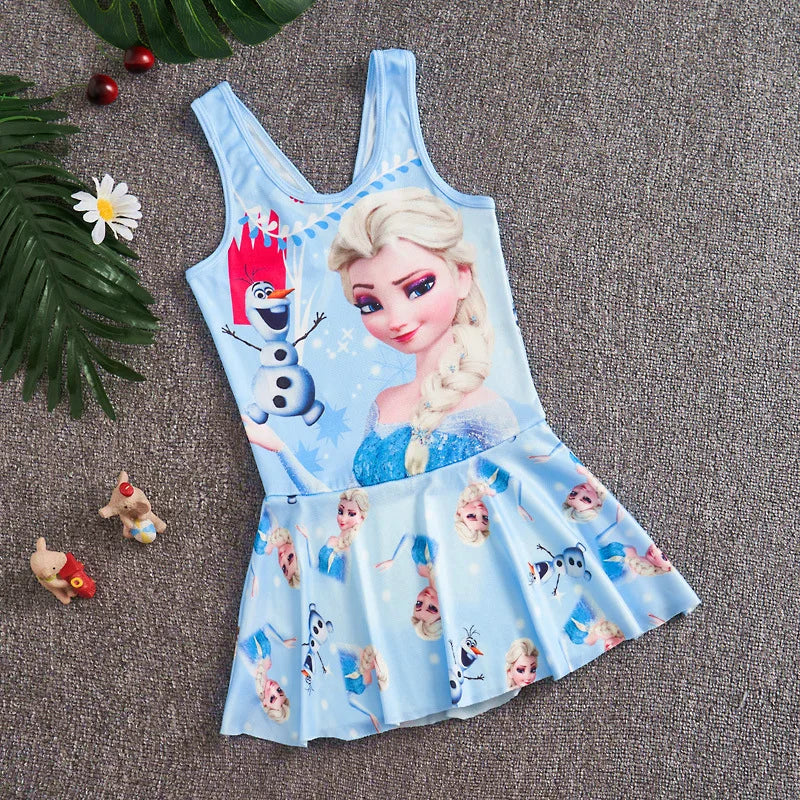 Disney Frozen Anna Elsa Girl Swimsuit Princess
