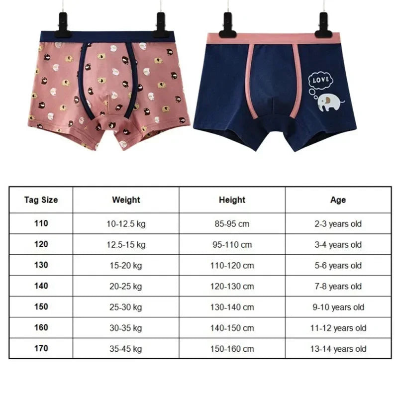 4Pcs Boys Boxer Striped Underwear