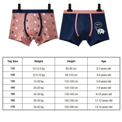 4Pcs Boys Boxer Striped Underwear