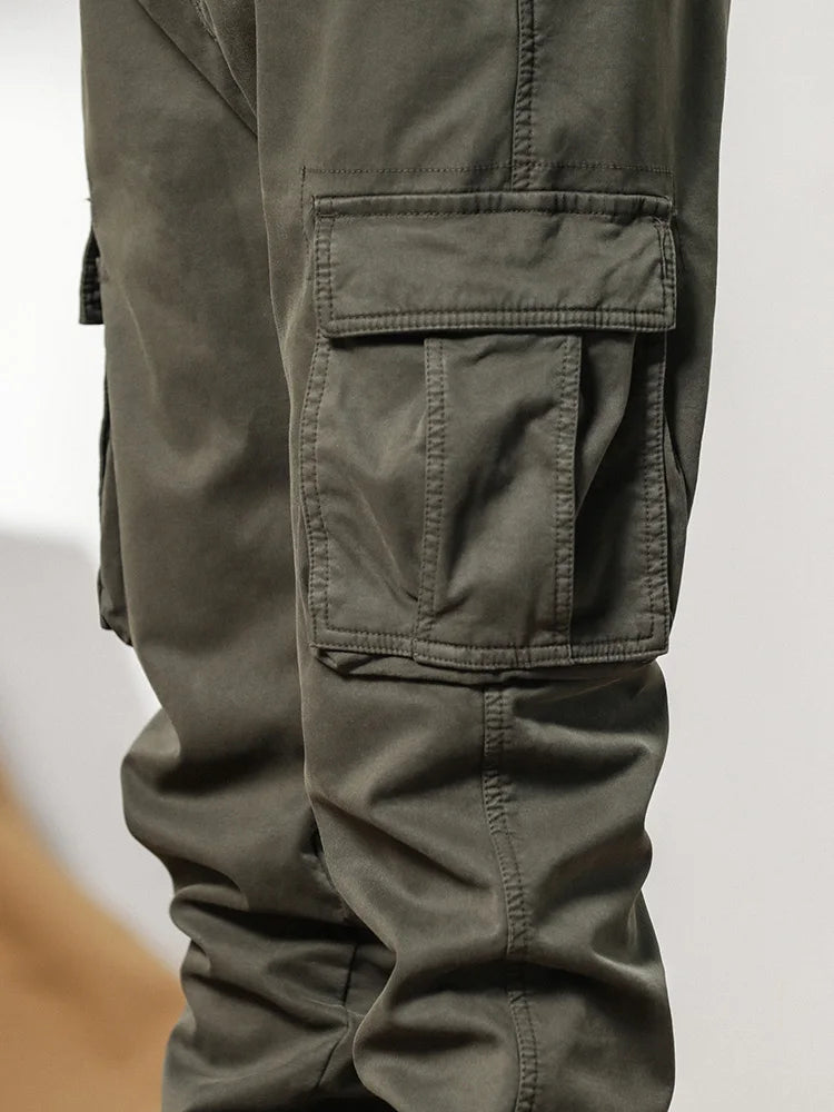 Cargo Pants Men Multi-Pockets Drawstring Fleece Liner